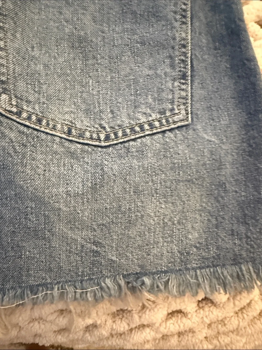 Free People Light Blue Denim Mini Skirt - Raw Hem